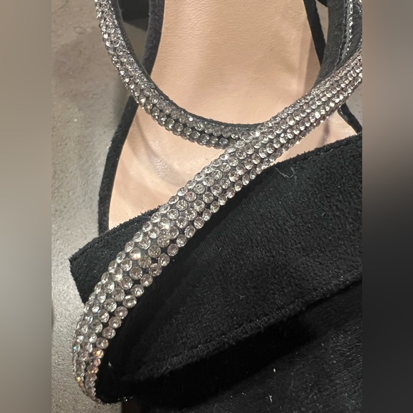 NEW Lulu’s Mulla Black Suede Rhinestone High Heel Slide Sandals. Sz: 8 - Picture 9 of 12